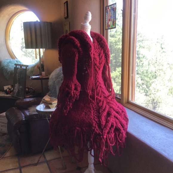 One of a Kind Hand Knit 🧶 Red Ridinghood Dress - Picture 3 of 10